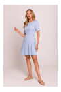 M842 Denim dress with pleats - light blue