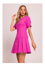 M842 Denim dress with pleats - pink