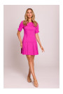 M842 Denim dress with pleats - pink