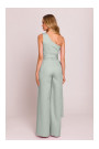M845 One shoulder jumpsuit with a sash - mint