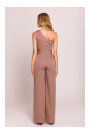 M845 One shoulder jumpsuit with a sash - mocca
