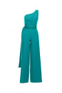 M845 One shoulder jumpsuit with a sash - turquoise