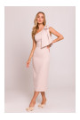 M847 One shoulder bow dress - light beige