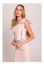 M847 One shoulder bow dress - light beige