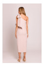 M847 One shoulder bow dress - light beige