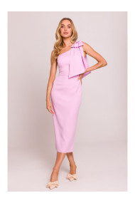 M847 One shoulder bow dress - candy pink