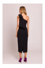 M847 One shoulder bow dress - black