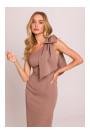 M847 One shoulder bow dress - mocca