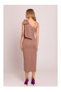 M847 One shoulder bow dress - mocca