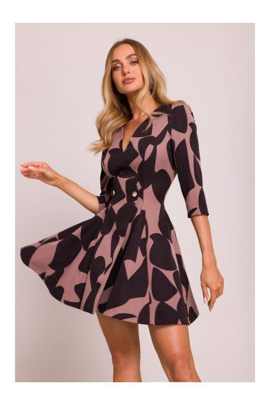M849 Fit and flare mini print dress - model 2