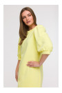 B291 A-line dress with puff sleeves - lemon