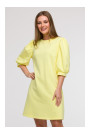 B291 A-line dress with puff sleeves - lemon