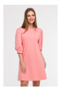 B291 A-line dress with puff sleeves - coral
