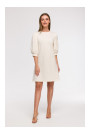 B291 A-line dress with puff sleeves - vanilla