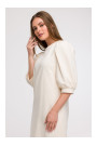 B291 A-line dress with puff sleeves - vanilla