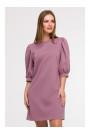 B291 A-line dress with puff sleeves - heather