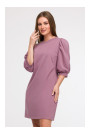 B291 A-line dress with puff sleeves - heather