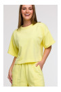B294 Cropped sweatshirt with short sleeves - lemon