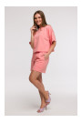 B294 Cropped sweatshirt with short sleeves - coral