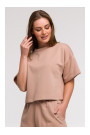 B294 Cropped sweatshirt with short sleeves - mocca