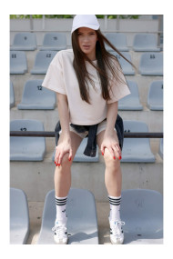 B294 Cropped sweatshirt with short sleeves - vanilla