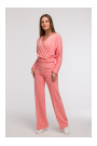 B296 Wide leg trousers with front seams - coral