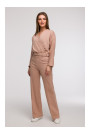 B296 Wide leg trousers with front seams - mocca