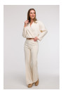 B296 Wide leg trousers with front seams - vanilla