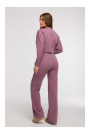 B296 Wide leg trousers with front seams - heather