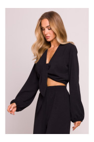 M861 Tie front crop top - black