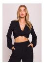 M861 Tie front crop top - black