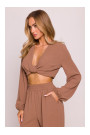 M861 Tie front crop top - chocolate