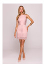 M864 Mini dress with lace panels - powder