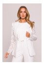 M865 Lace panels single button blazer - ecru