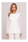 M865 Lace panels single button blazer - ecru