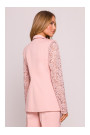 M865 Lace panels single button blazer - powder