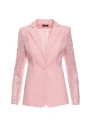 M865 Lace panels single button blazer - powder