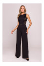 M866 Lace panels jumpsuit - black