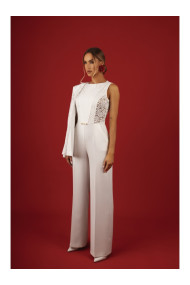 M866 Lace panels jumpsuit - ecru