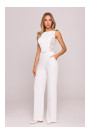M866 Lace panels jumpsuit - ecru