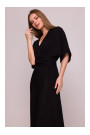 S406 Viscose maxi dress wrap design - black