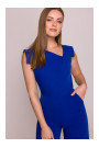 S407 Elegant jumpsuit with asymmetrical neckline - royal blue