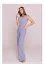 S407 Elegant jumpsuit with asymmetrical neckline - dove grey