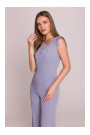 S407 Elegant jumpsuit with asymmetrical neckline - dove grey