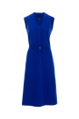 S410 A-line dress with tie detail V-shaped neckline - royal blue