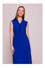 S410 A-line dress with tie detail V-shaped neckline - royal blue
