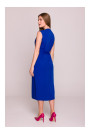 S410 A-line dress with tie detail V-shaped neckline - royal blue