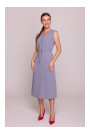 S410 A-line dress with tie detail V-shaped neckline - dove grey