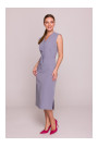 S410 A-line dress with tie detail V-shaped neckline - dove grey
