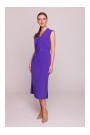 S410 A-line dress with tie detail V-shaped neckline - purple